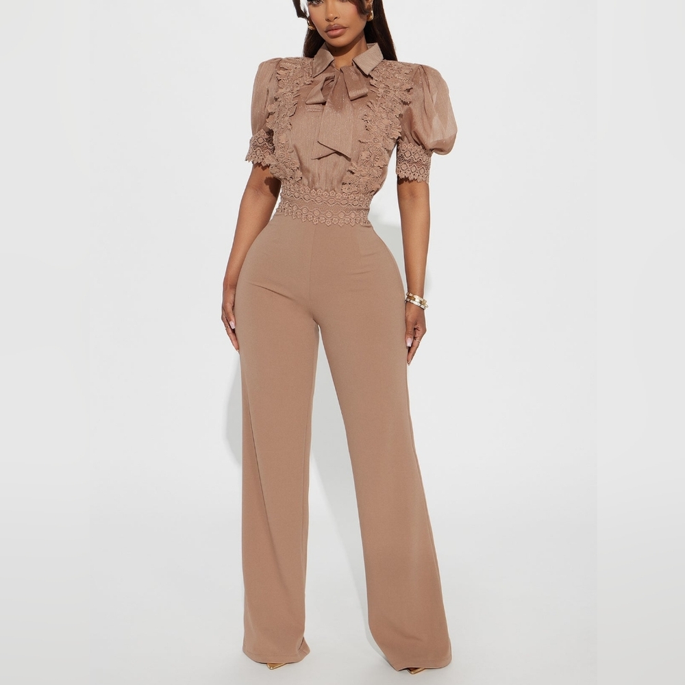 Elegant Tan Jumpsuit for Women - Picture 2 of 9